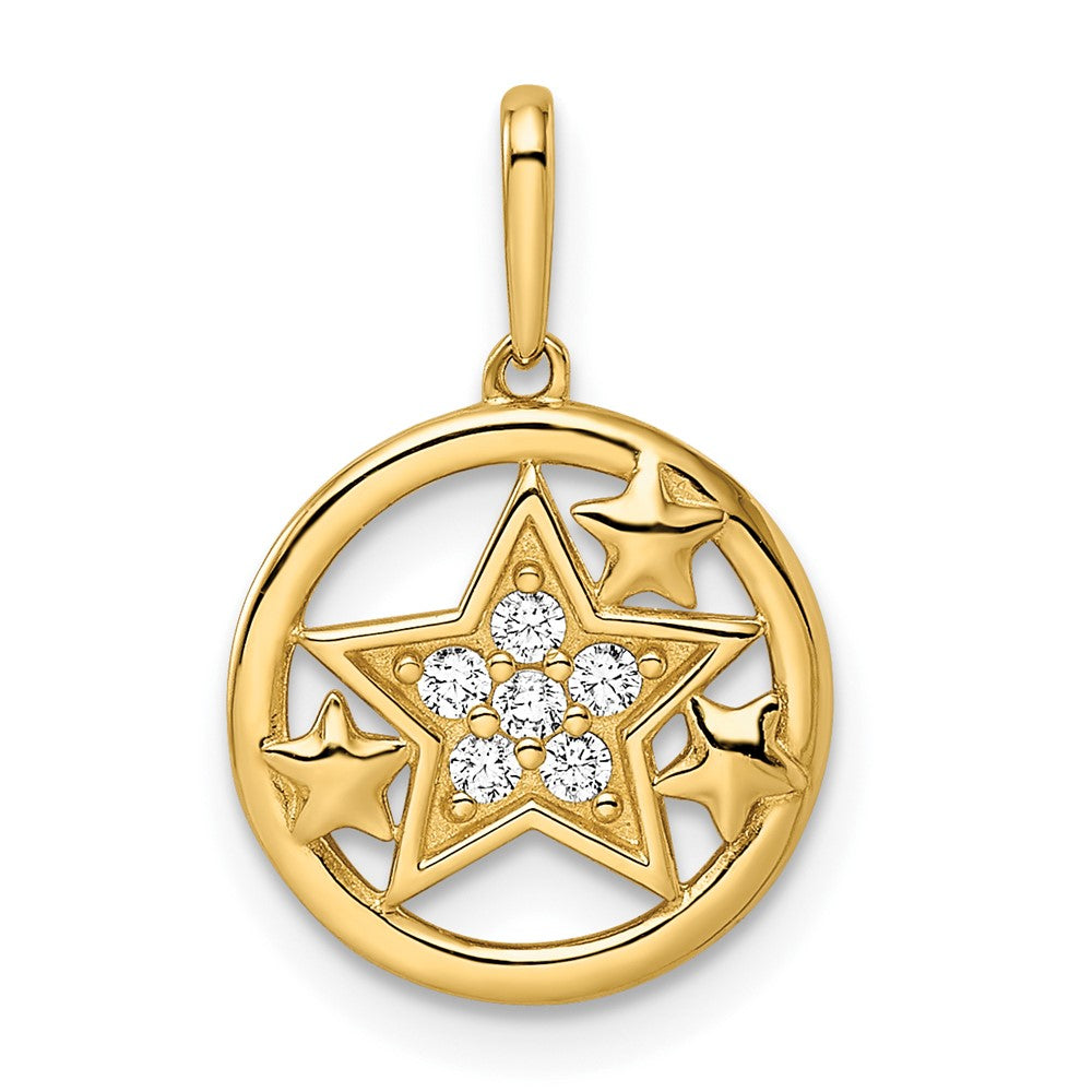 14K Gelbgold 14K Zirkonia Sterne Kreisförmig Anhänger
