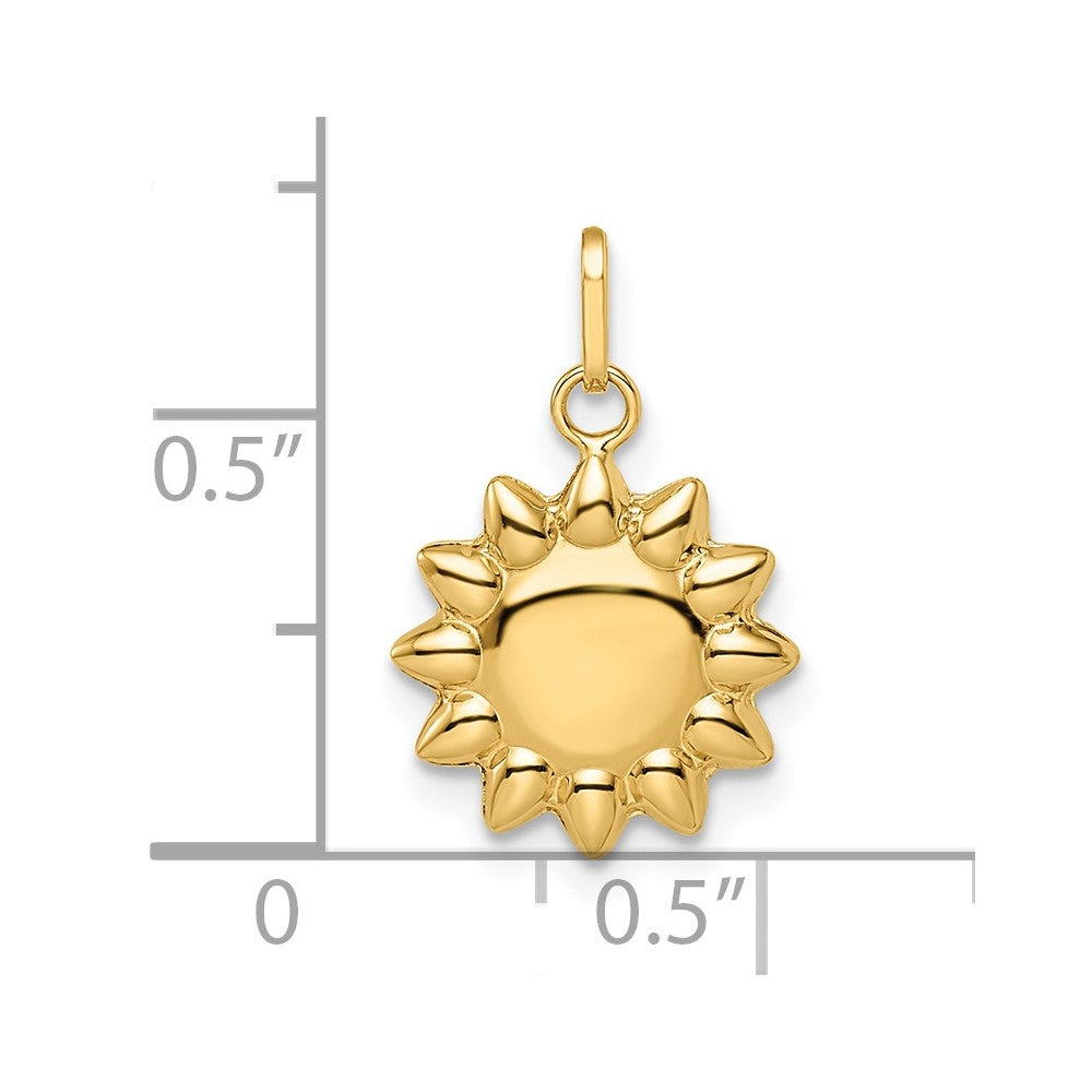 14K Gelbgold 14K Poliert Gewölbt Sonne Anhänger