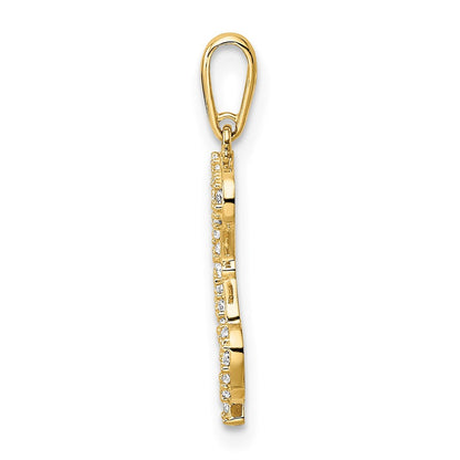 14K Gelbgold 14K Poliert Zirkonia Puppy Sitting Outline Anhänger