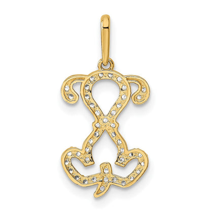 14K Gelbgold 14K Poliert Zirkonia Puppy Sitting Outline Anhänger
