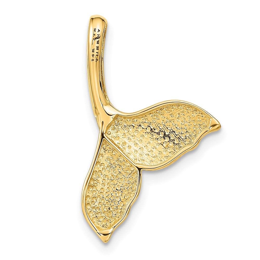14K Gelb & Rhodium Gold mit Weiß Rhodium Poliert Wal Schwanz Anhänger