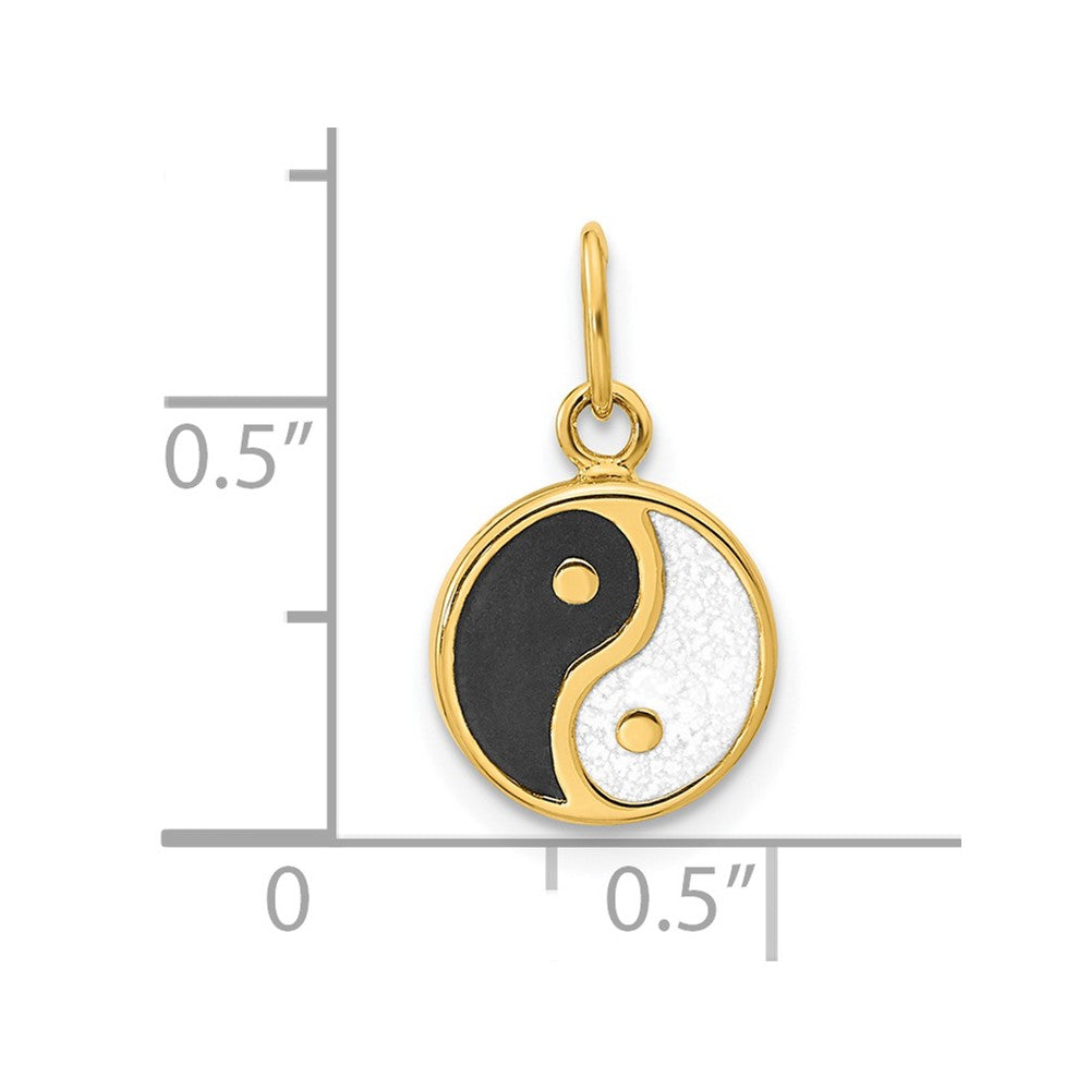 14K Gelbgold 14K Poliert Schwarz/white Emaille Yin und Yang Anhänger