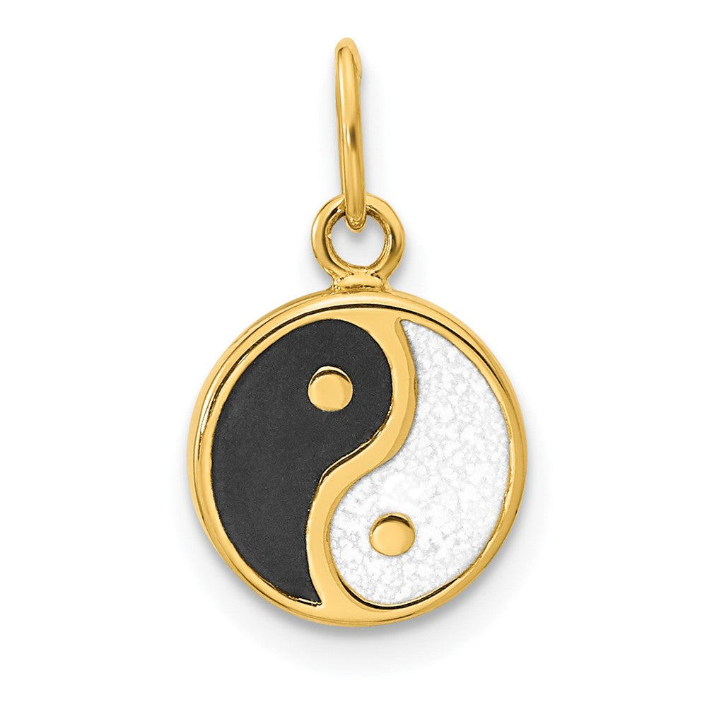 14K Gelbgold 14K Poliert Schwarz/white Emaille Yin und Yang Anhänger