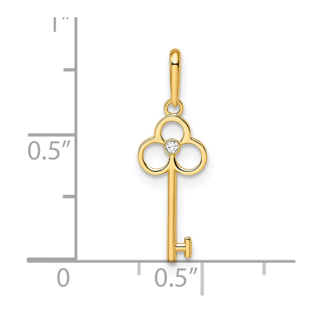 14K Gelbgold 14K Zirkonia Key Anhänger