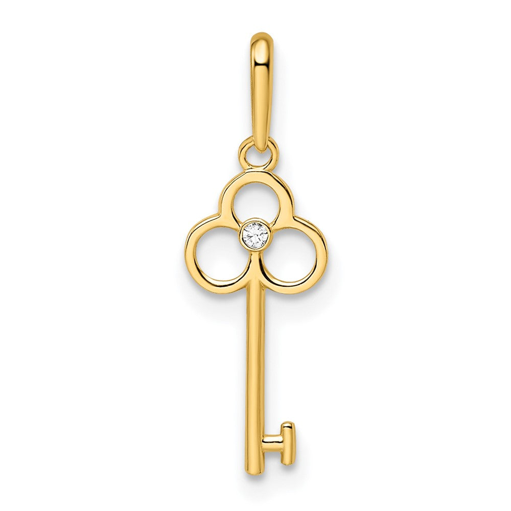 14K Gelbgold 14K Zirkonia Key Anhänger