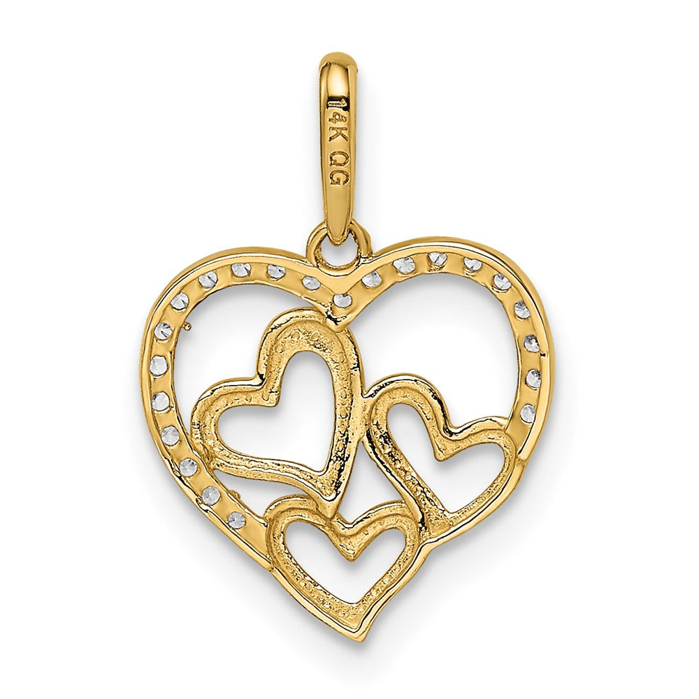 14K Gelbgold 14K Zirkonia Herzen Anhänger