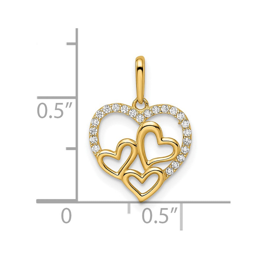 14K Gelbgold 14K Zirkonia Herzen Anhänger