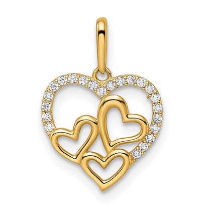 14K Gelbgold 14K Zirkonia Herzen Anhänger