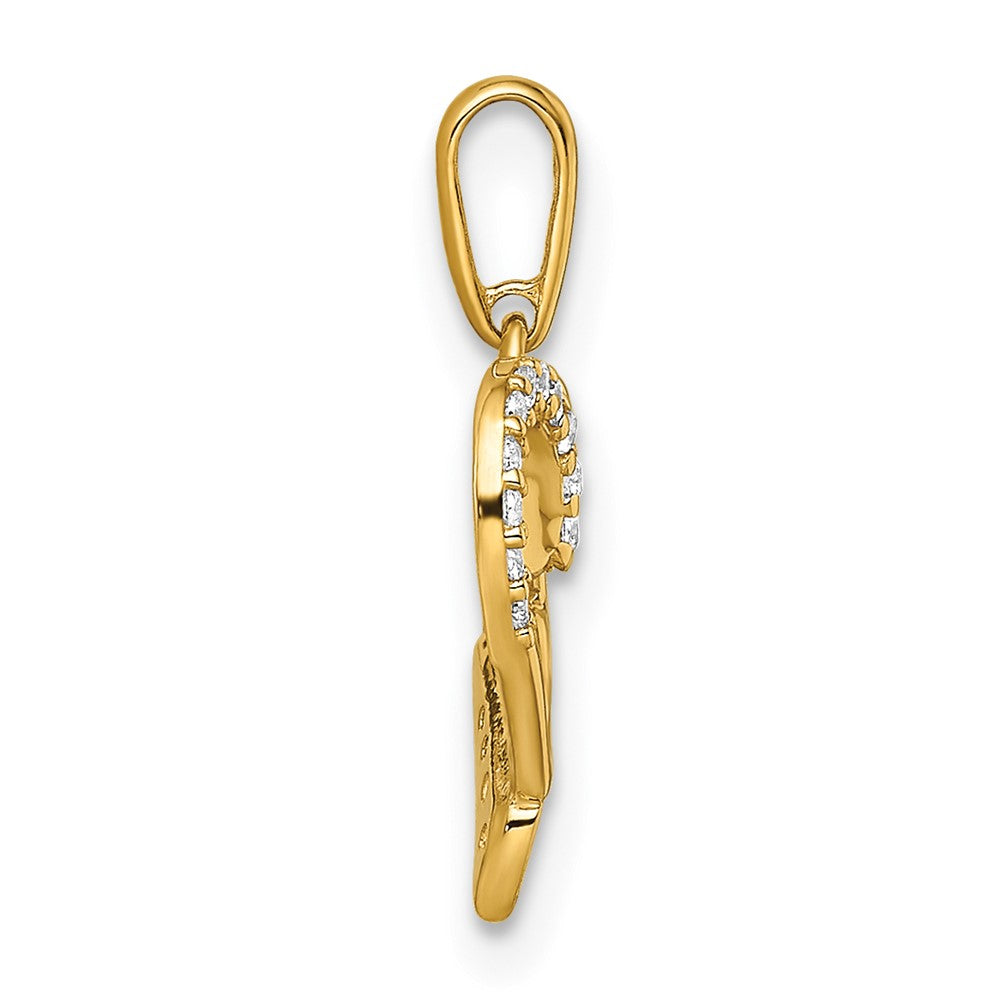 14K Gelbgold 14K Zirkonia Liebe Herz Anhänger