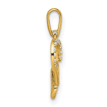 14K Gelbgold 14K Zirkonia Liebe Herz Anhänger