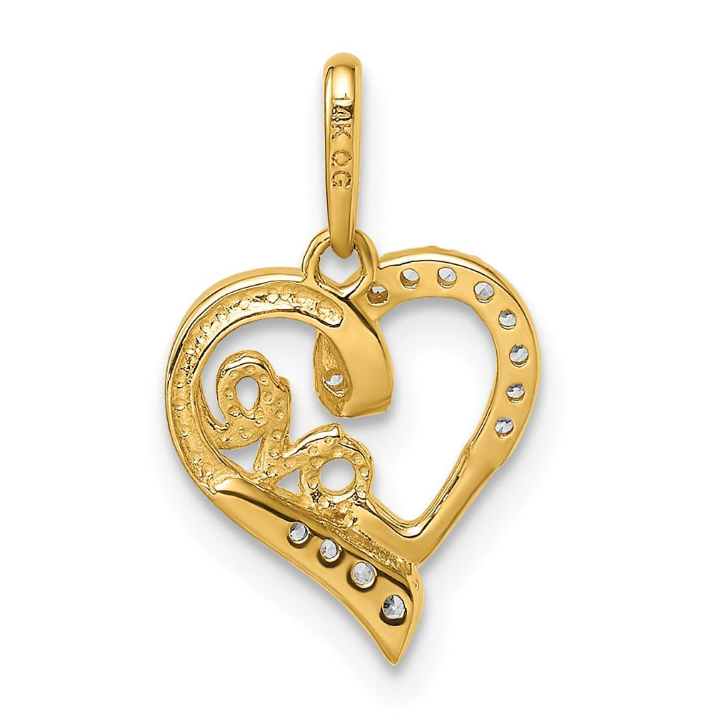 14K Gelbgold 14K Zirkonia Liebe Herz Anhänger