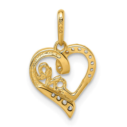 14K Gelbgold 14K Zirkonia Liebe Herz Anhänger