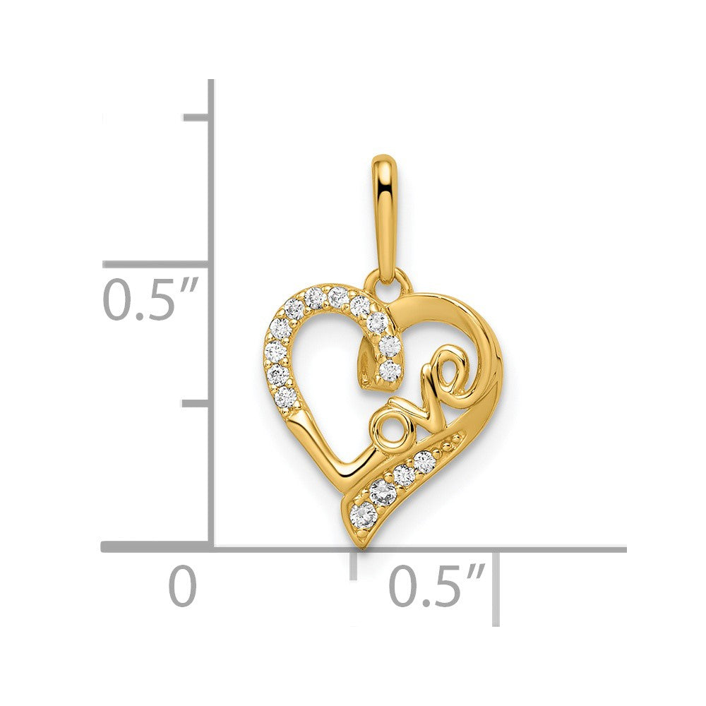 14K Gelbgold 14K Zirkonia Liebe Herz Anhänger
