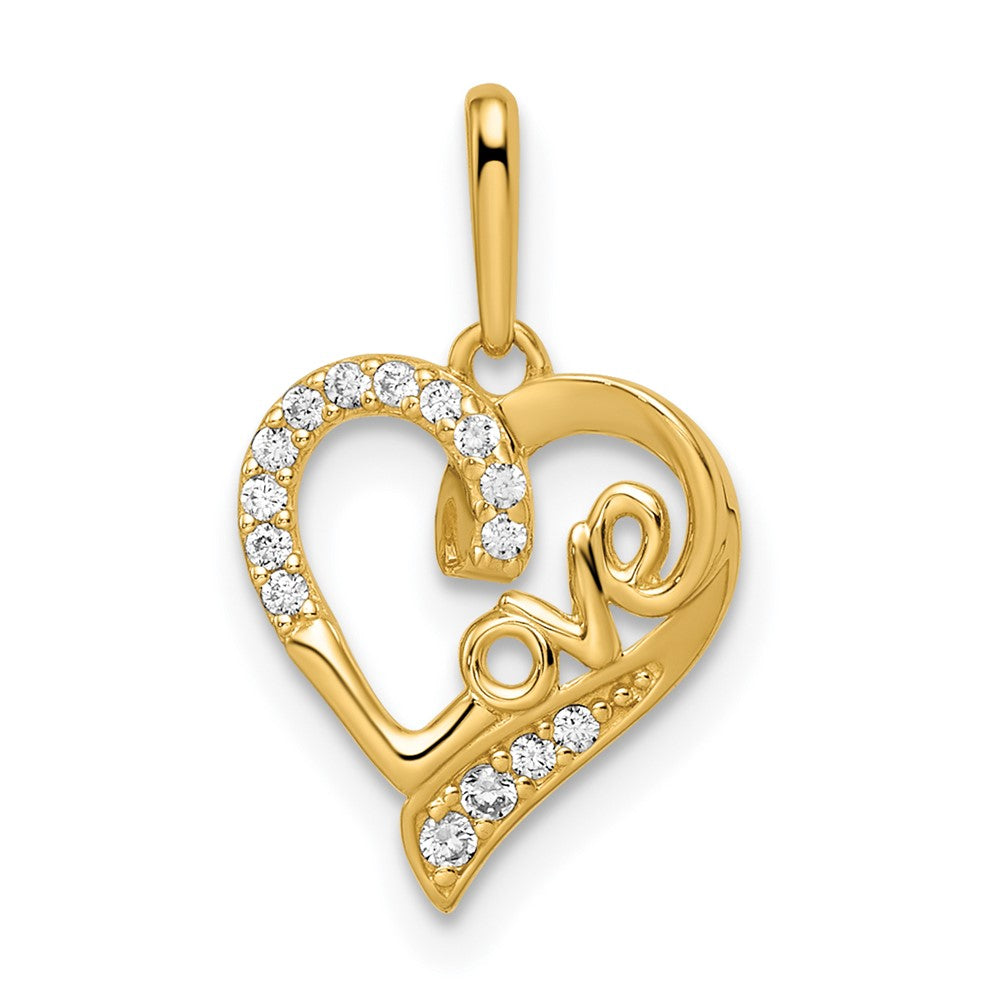 14K Gelbgold 14K Zirkonia Liebe Herz Anhänger