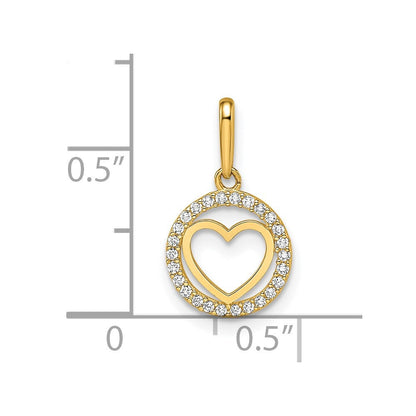 14K Gelbgold 14K Zirkonia Herz Anhänger