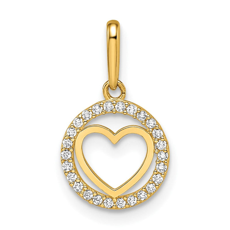 14K Gelbgold 14K Zirkonia Herz Anhänger