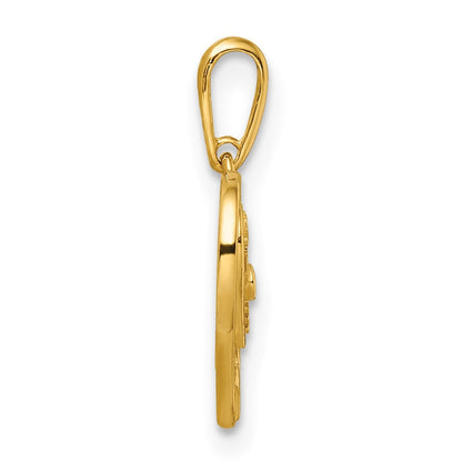 14K Gelbgold 14K Zirkonia Mama & Tochter Herz Anhänger
