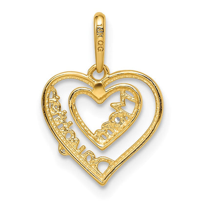 14K Gelbgold 14K Zirkonia Mama & Tochter Herz Anhänger