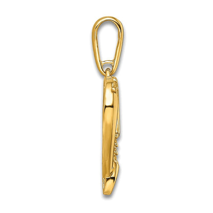 14K Gelbgold 14K Zirkonia Herz mit Kreuz Anhänger
