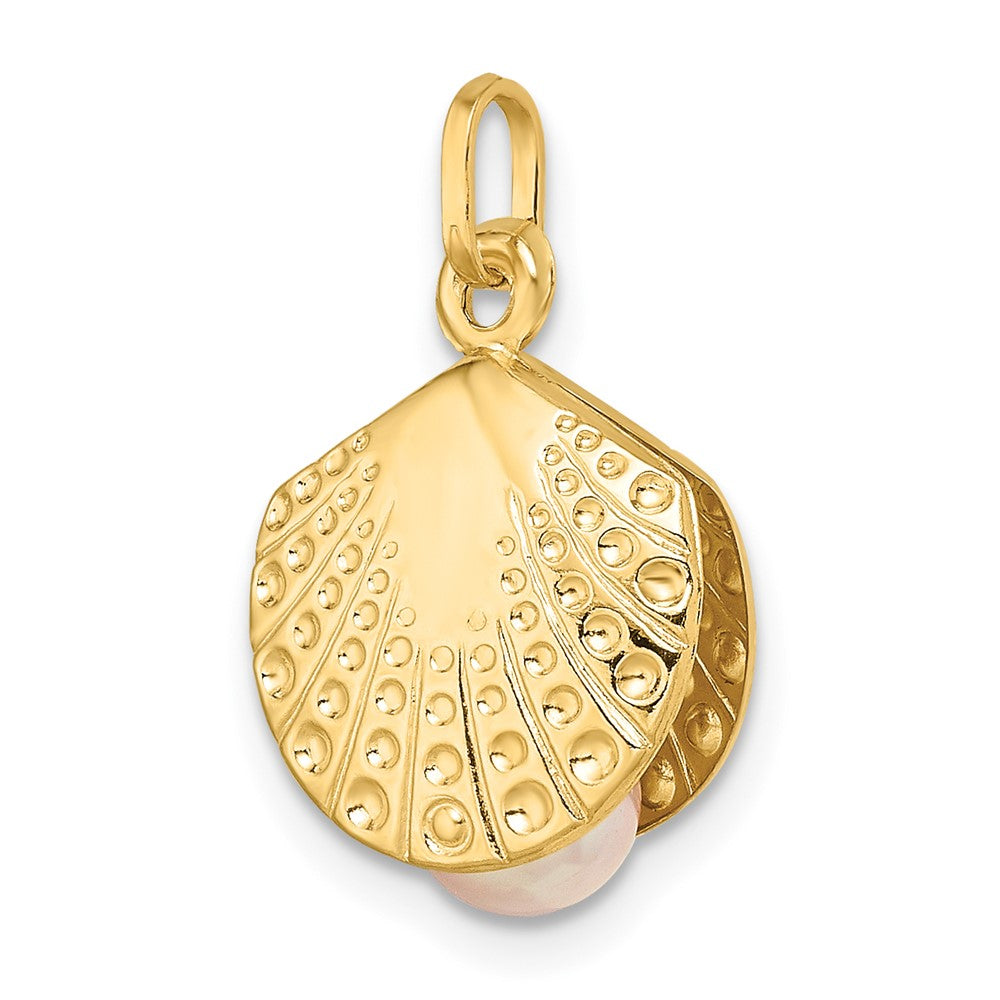 14K Gelbgold 14K Poliert mit Süßwasser Zuchtperle Clam Anhänger