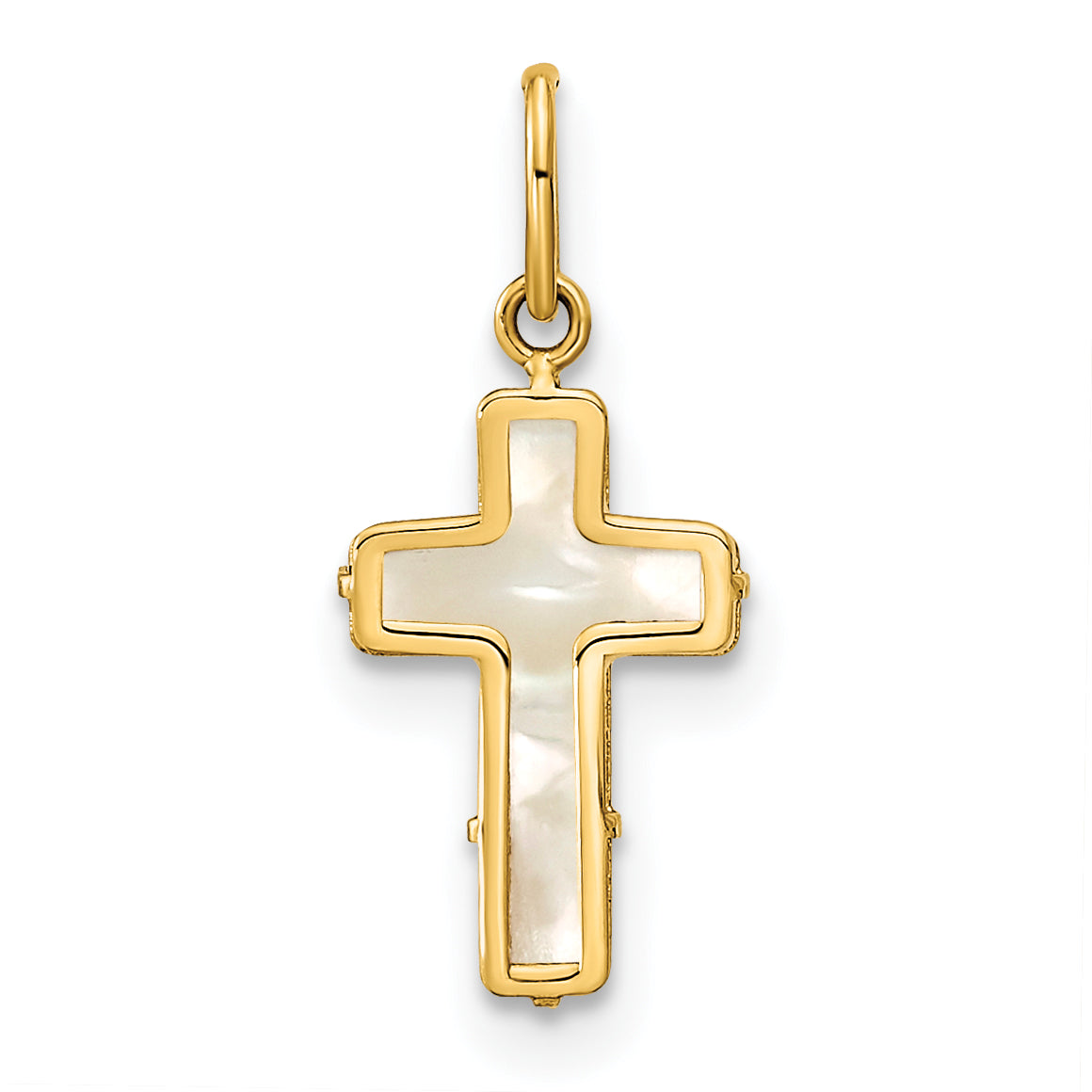 14K Gelbgold Poliert Perlmutt Kreuz Anhänger