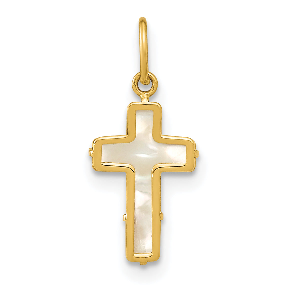 14K Gelbgold Poliert Perlmutt Kreuz Anhänger