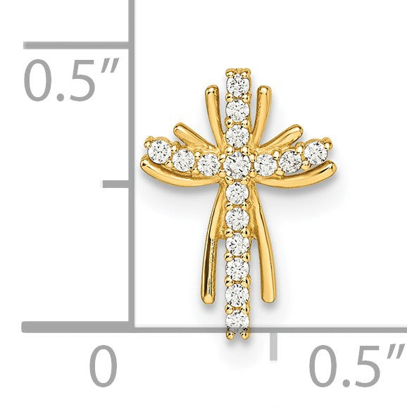 14K Gelbgold 14K Zirkonia Kreuz Kette Anhänger