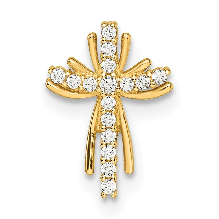 14K Gelbgold 14K Zirkonia Kreuz Kette Anhänger