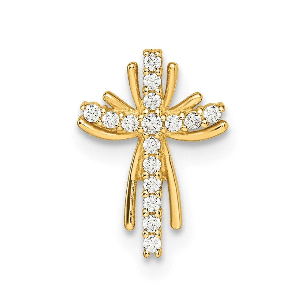 14K Gelbgold 14K Zirkonia Kreuz Kette Anhänger