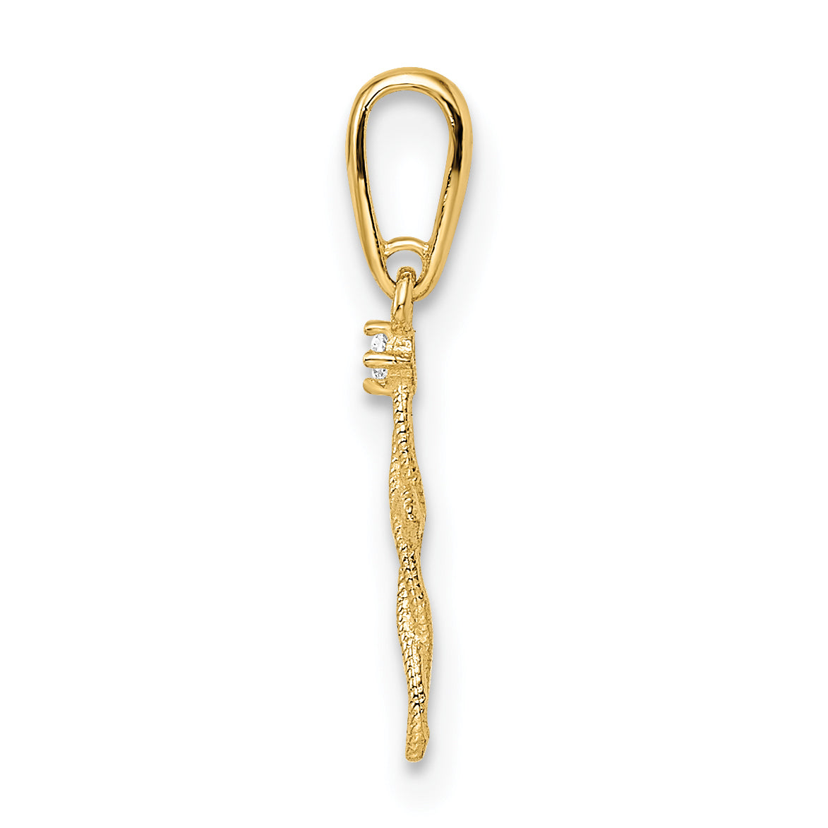 14K Gelbgold 14K Zirkonia Strukturiert Kreuz Anhänger