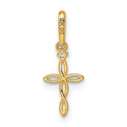 14K Gelbgold 14K Zirkonia Strukturiert Kreuz Anhänger