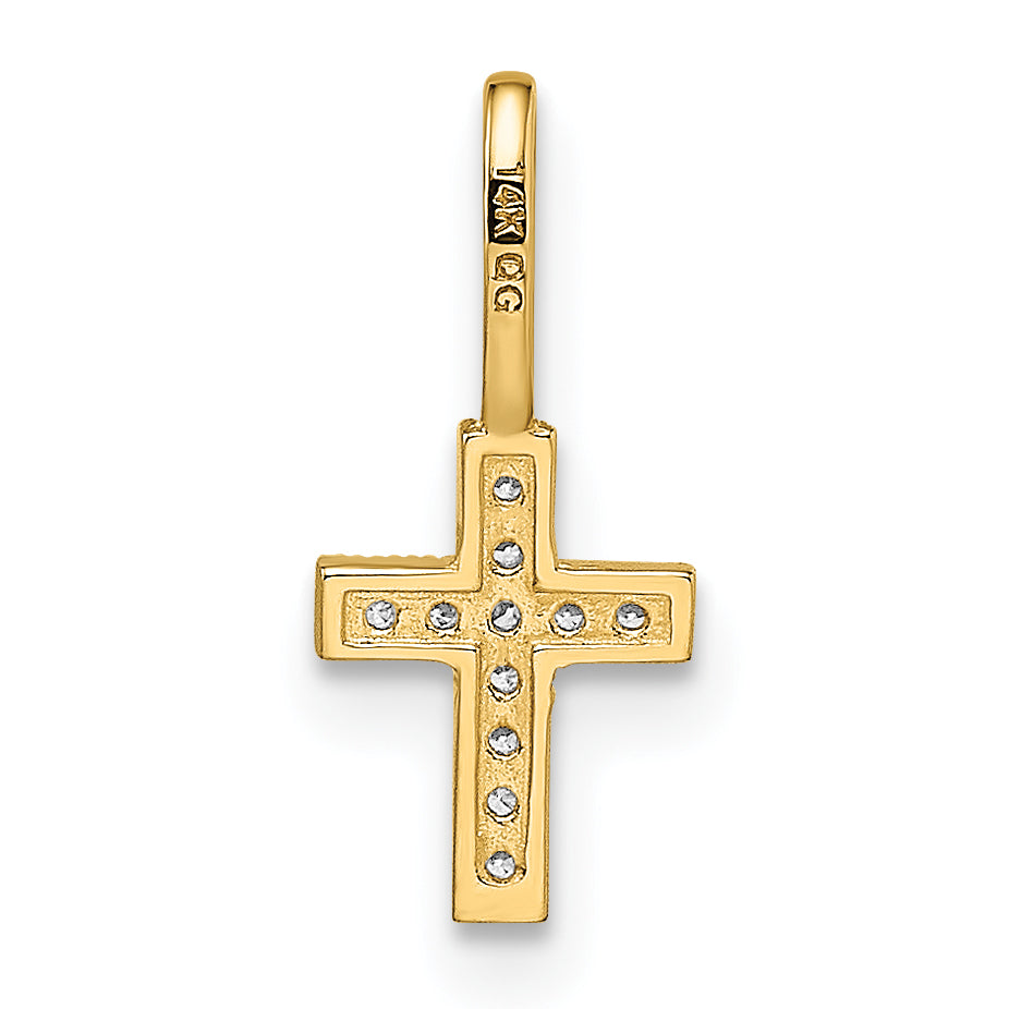 14K Gelbgold 14K Zirkonia Kreuz Anhänger