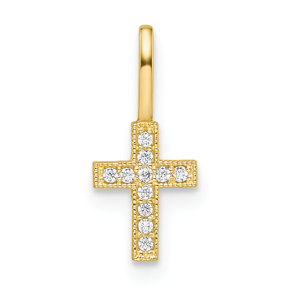 14K Gelbgold 14K Zirkonia Kreuz Anhänger
