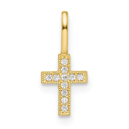 14K Gelbgold 14K Zirkonia Kreuz Anhänger