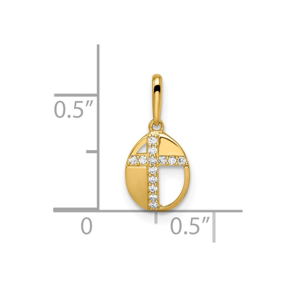 14K Gelbgold Zirkonia Kreuz Anhänger