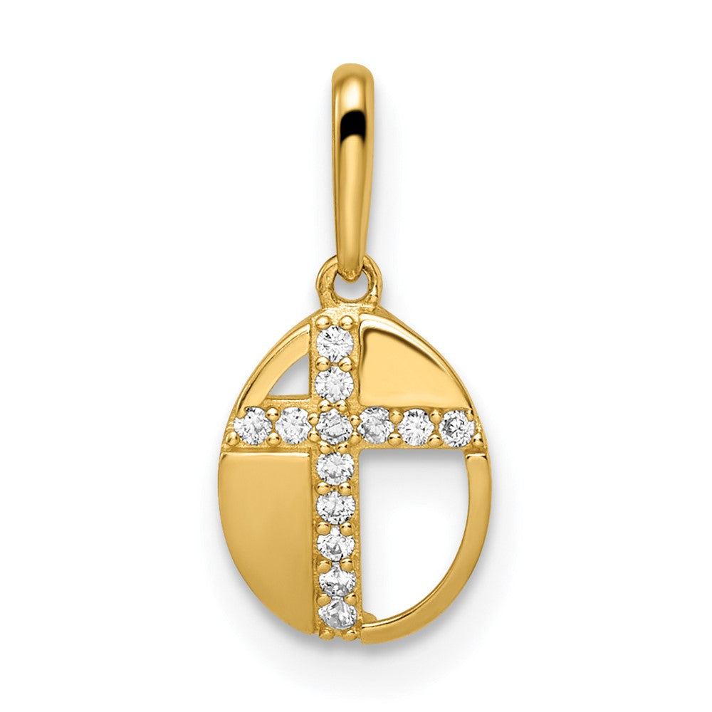 14K Gelbgold Zirkonia Kreuz Anhänger