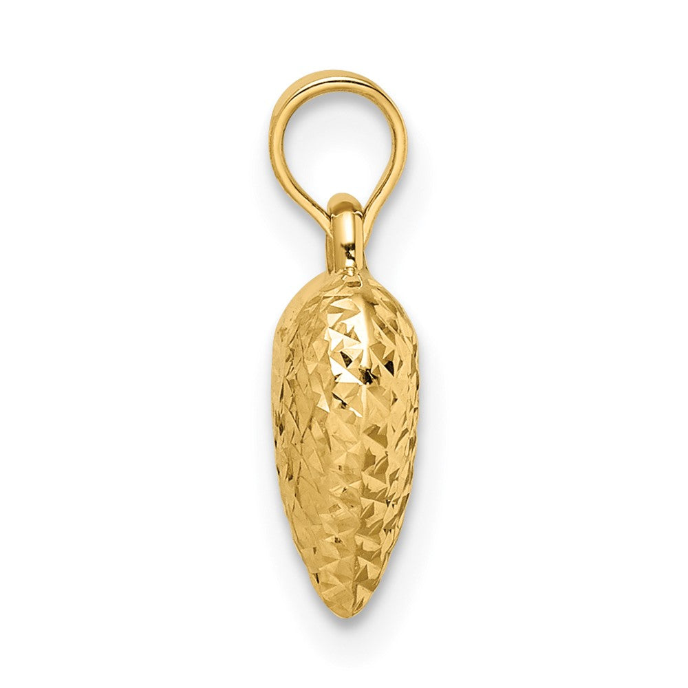 14K Gelbgold 14K Poliert Diamantiert Mittel Gewölbt Herz Anhänger