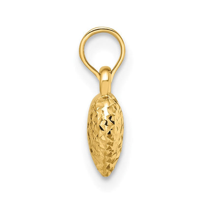 14K Gelbgold 14K Poliert Diamantiert Klein Gewölbt Herz Anhänger