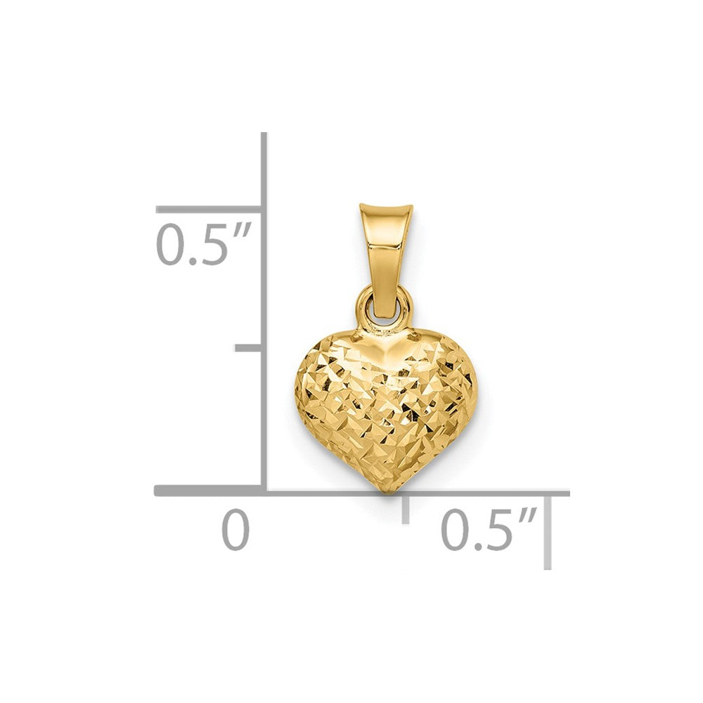 14K Gelbgold 14K Poliert Diamantiert Klein Gewölbt Herz Anhänger
