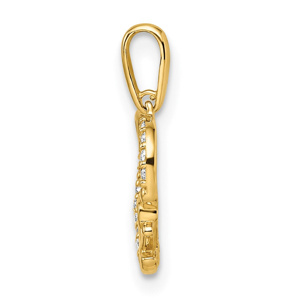 14K Gelbgold 14K Zirkonia Herz mit Anker Anhänger
