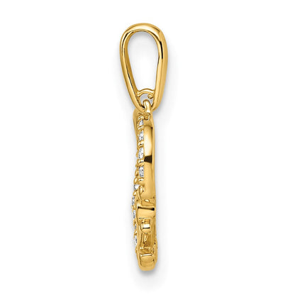 14K Gelbgold 14K Zirkonia Herz mit Anker Anhänger