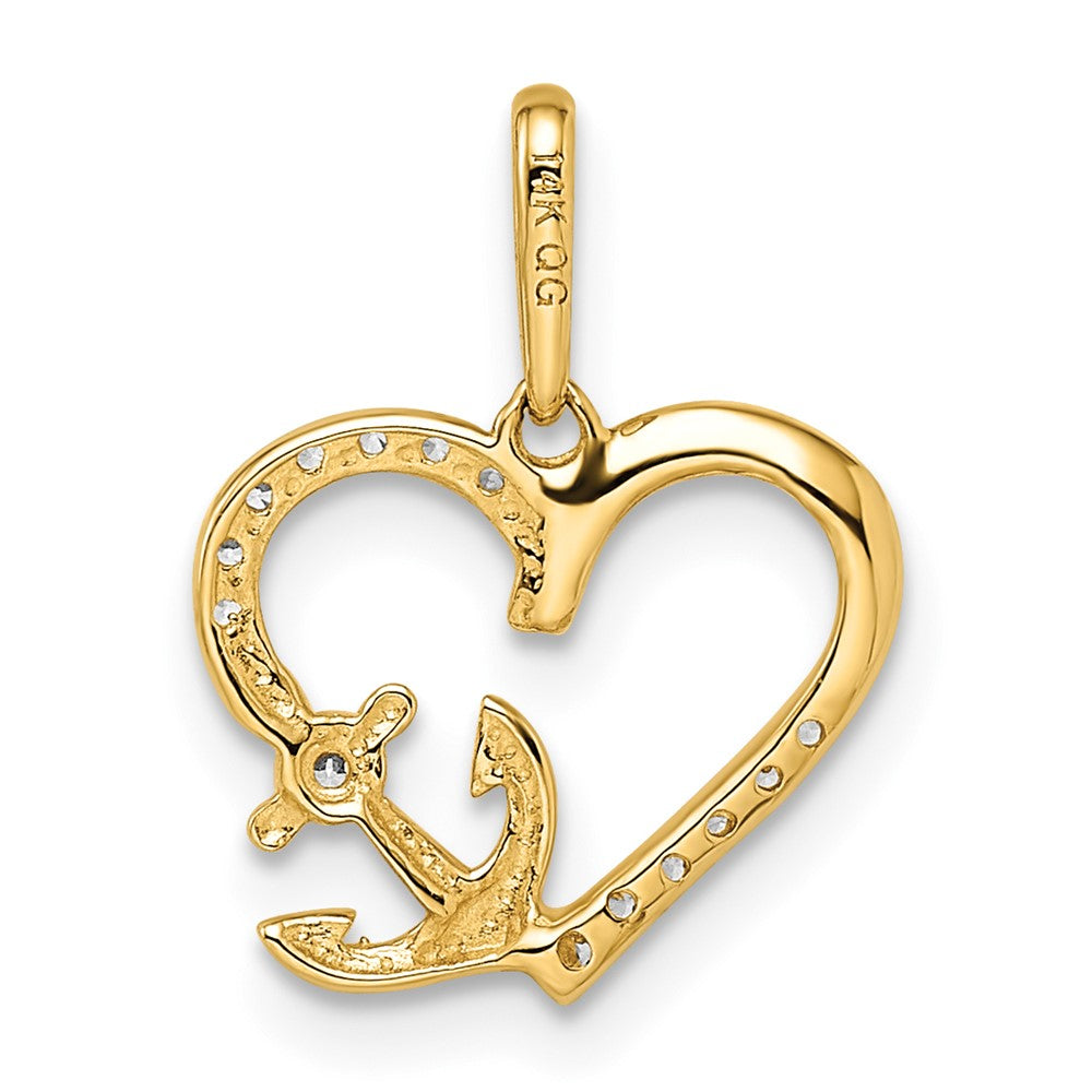 14K Gelbgold 14K Zirkonia Herz mit Anker Anhänger