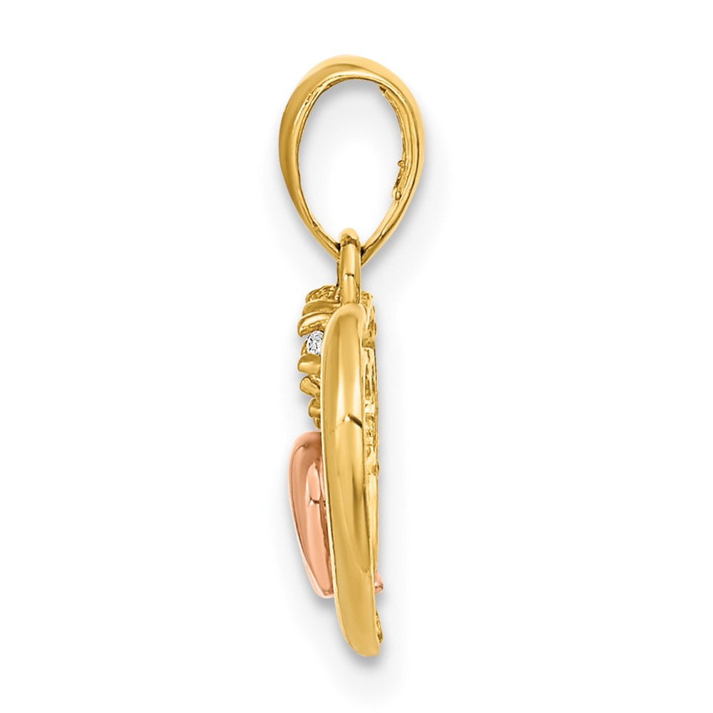 14K Bicolor 14K Bicolor Offen Herz Zirkonia Anhänger