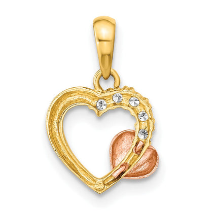 14K Bicolor 14K Bicolor Offen Herz Zirkonia Anhänger