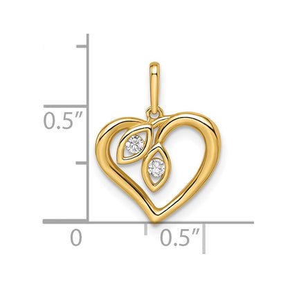 14K Gelbgold 14K Zirkonia Herz Anhänger