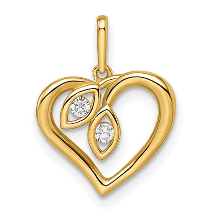 14K Gelbgold 14K Zirkonia Herz Anhänger