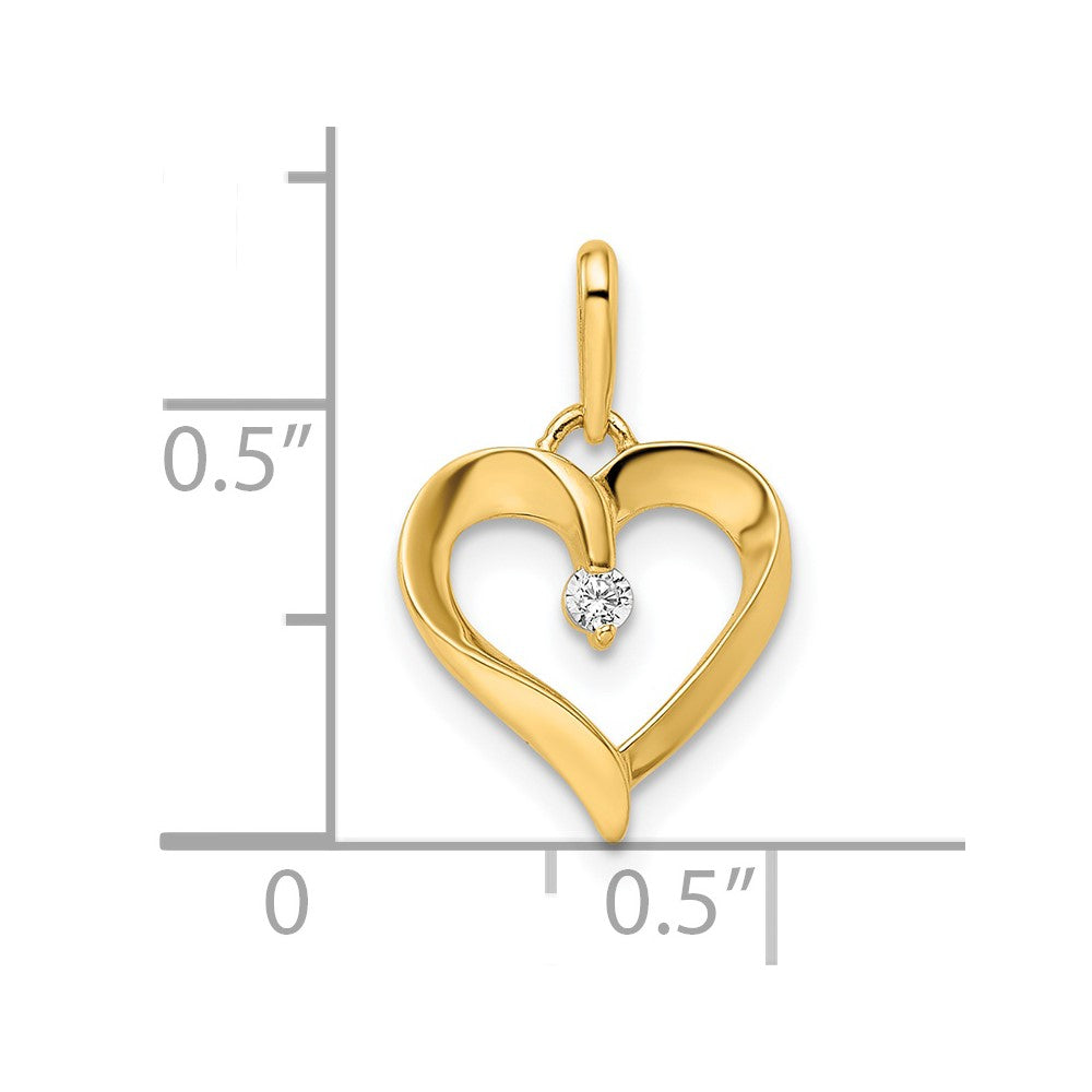 14K Gelbgold 14K Zirkonia Herz Anhänger