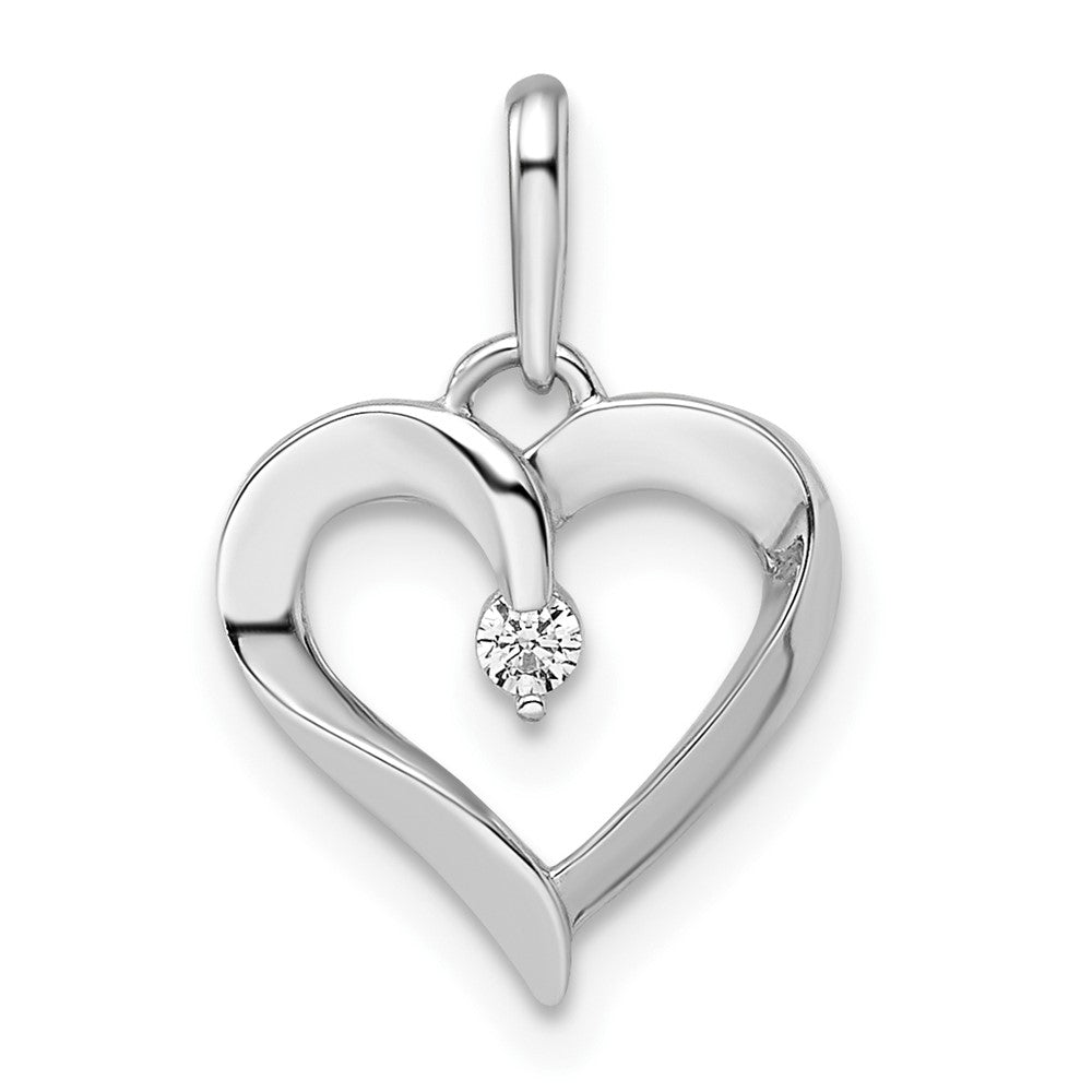 14K Weißgold 14K Weißgold Zirkonia Herz Anhänger