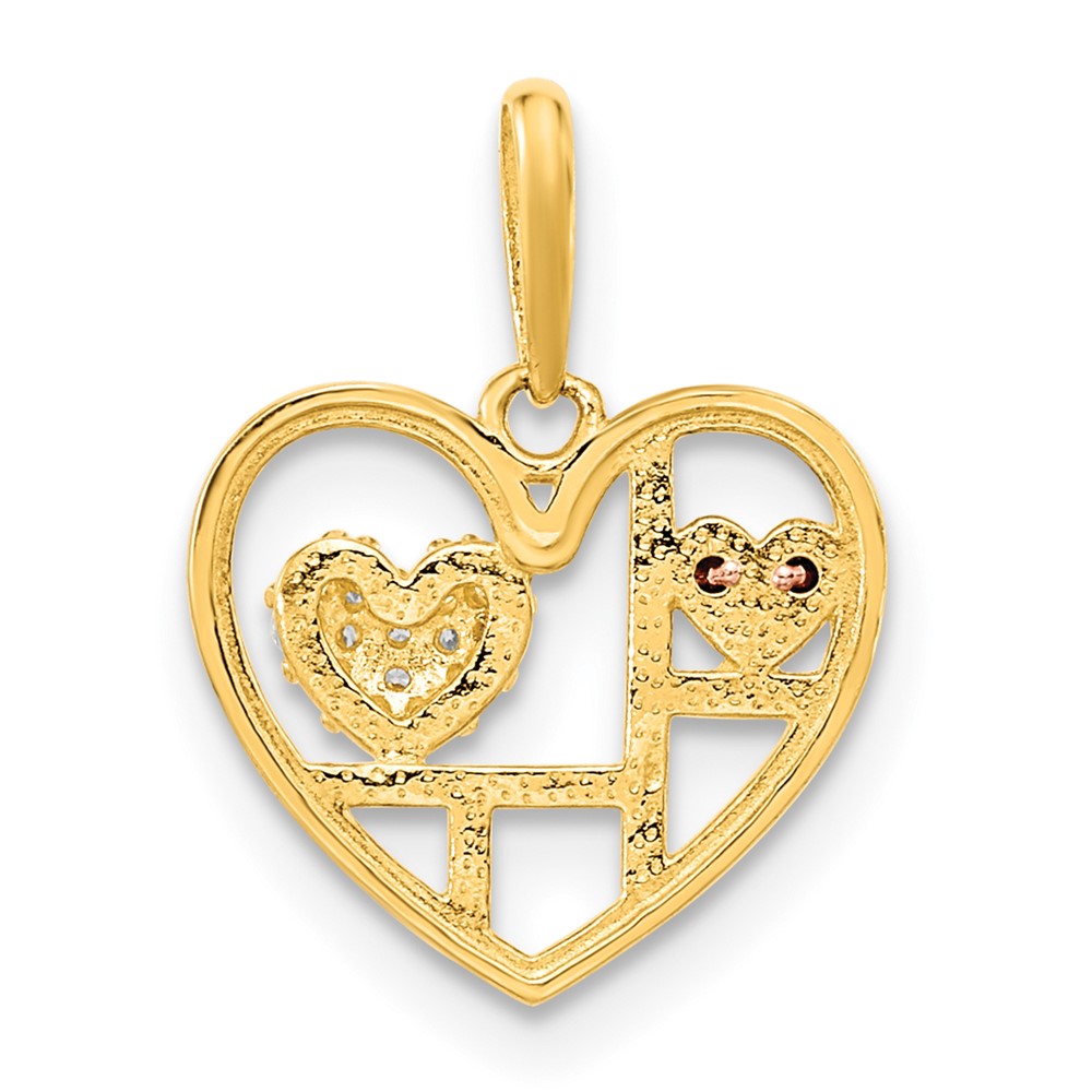 14K Bicolor 14K Bicolor Herz mit Zirkonia Anhänger