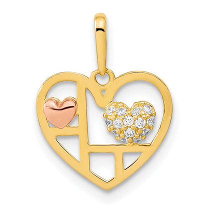 14K Bicolor 14K Bicolor Herz mit Zirkonia Anhänger